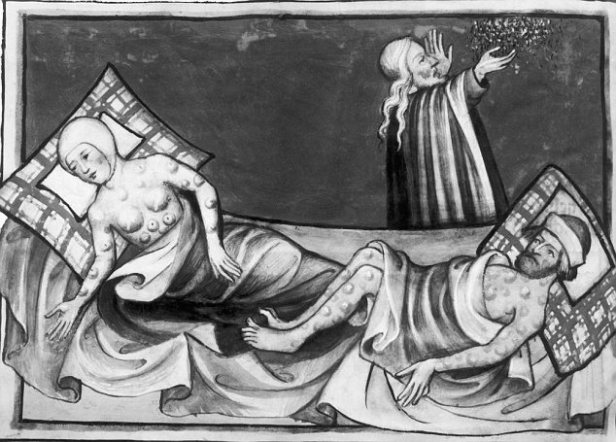 Illustration of Victims of Bubonic Plague from the Toggenberg Bible